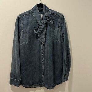 J.Crew Bow Neck Denim Shirt